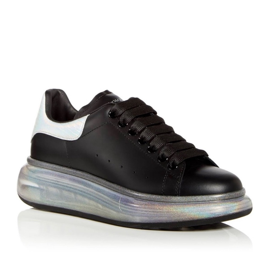 🌈 Alexander McQueen Oversized Iridescent Leather Clear Sole Sneakers
